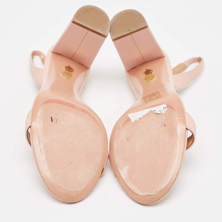 Pre Owned Aquazzura Beige Leather So Nude Ankle Strap Sandals Size 40