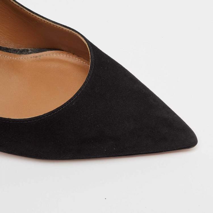 مملوكة مسبقًا Aquazzura Black Suede Forever Marilyn Tassel Pumps Size 41