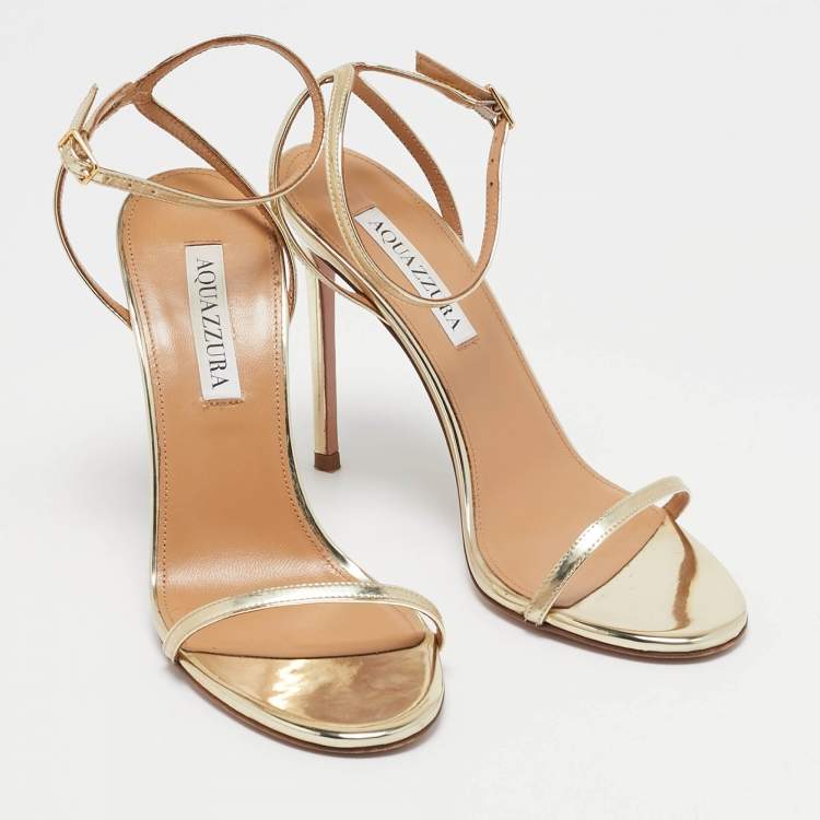 Pre Owned Aquazzura Gold Leather Olie Sandals Size 37