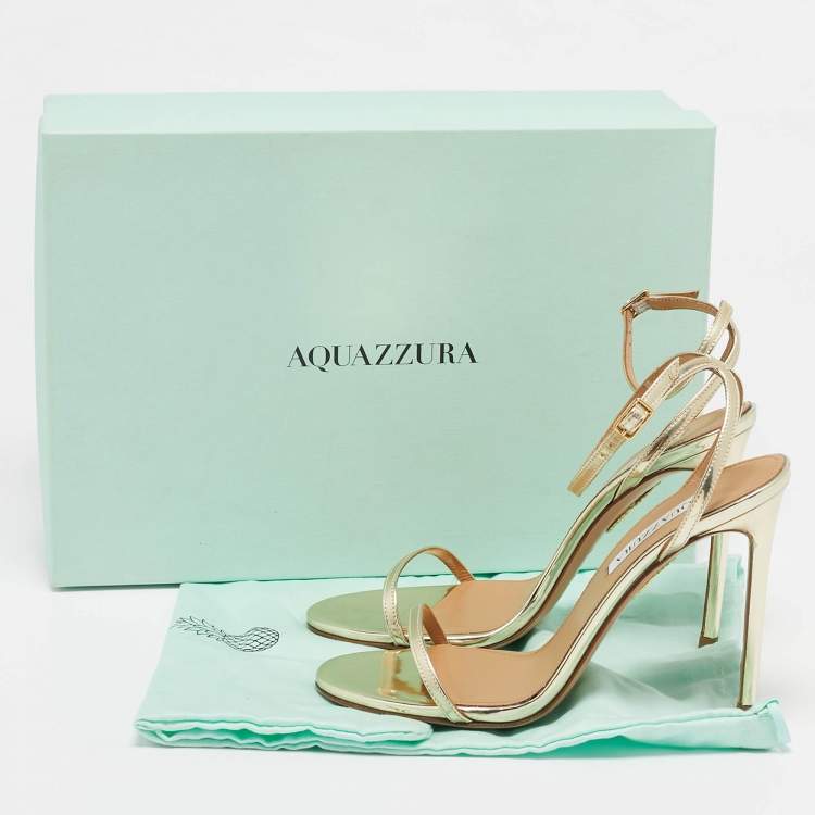 Pre Owned Aquazzura Gold Leather Olie Sandals Size 37