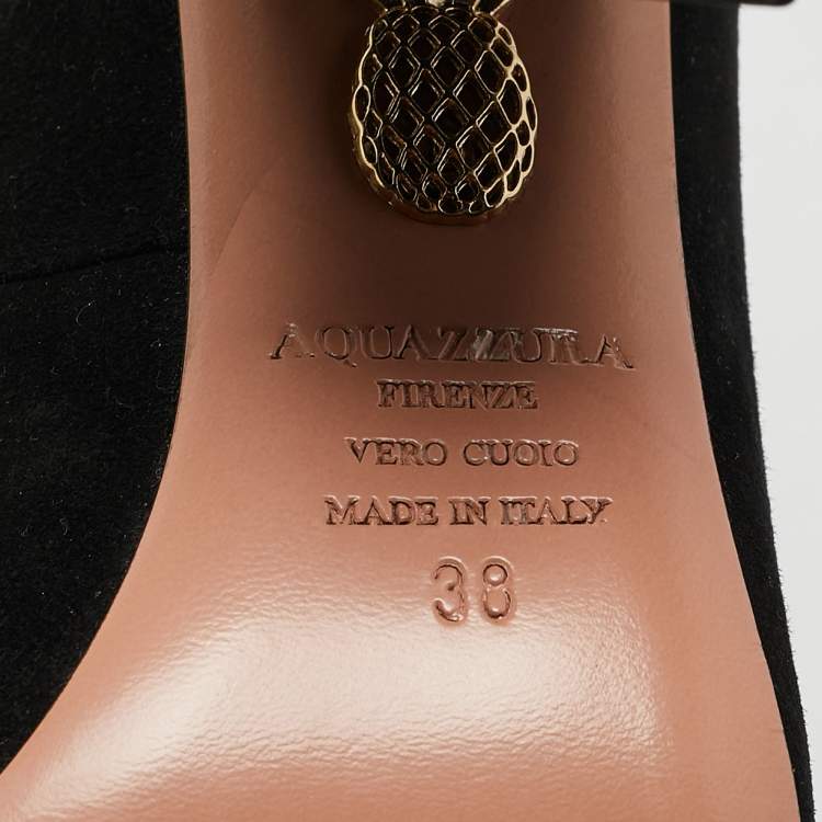 Pre Owned Aquazzura Black Suede Alix Mary Jane Pumps Size 38
