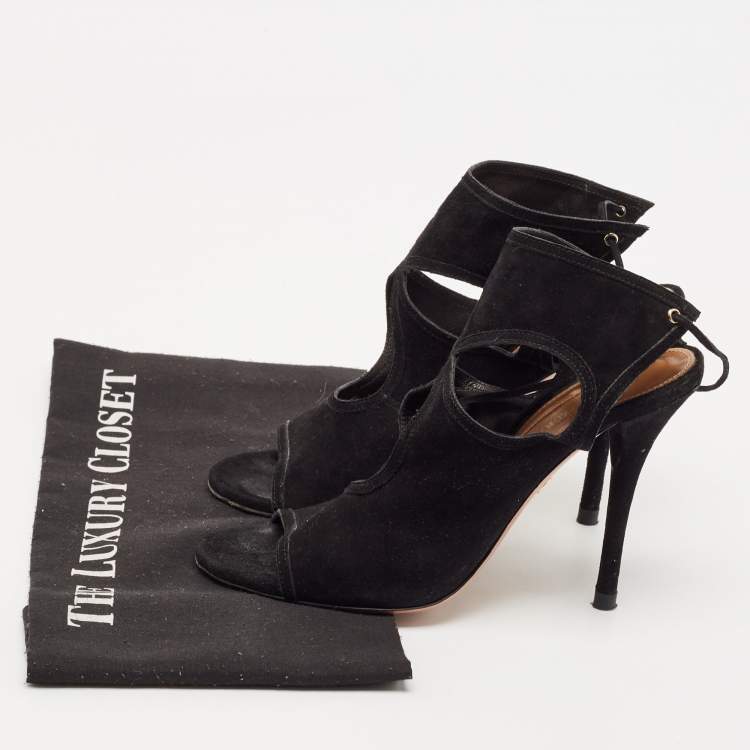 Pre Owned Aquazzura Black Suede Sexy Thing Sandals Size 36