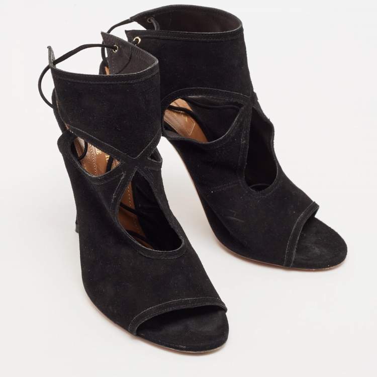 Pre Owned Aquazzura Black Suede Sexy Thing Sandals Size 36