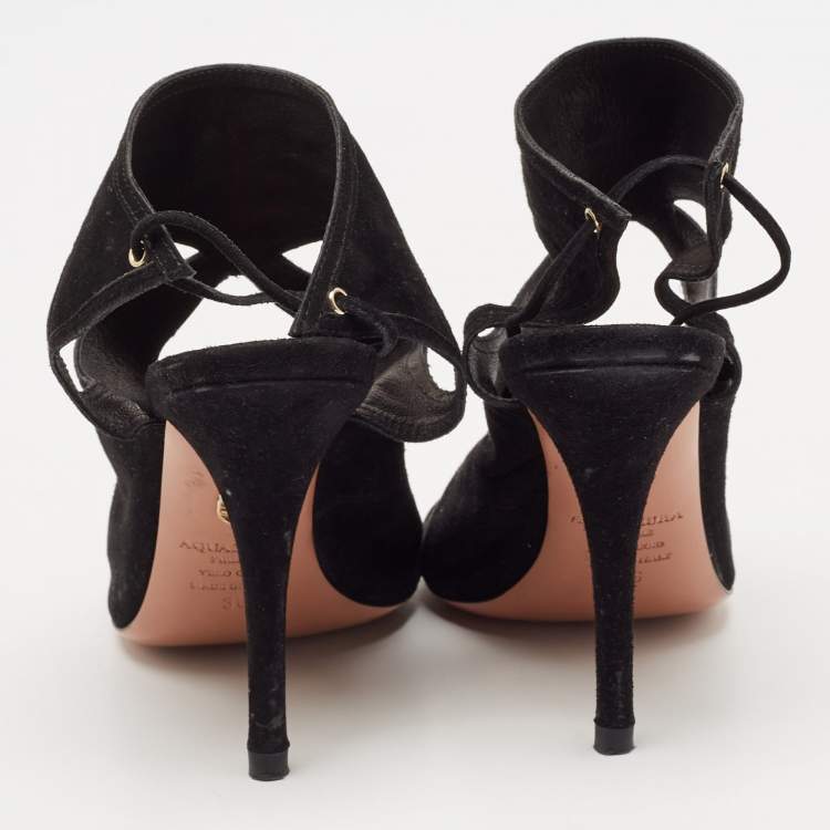 Pre Owned Aquazzura Black Suede Sexy Thing Sandals Size 36