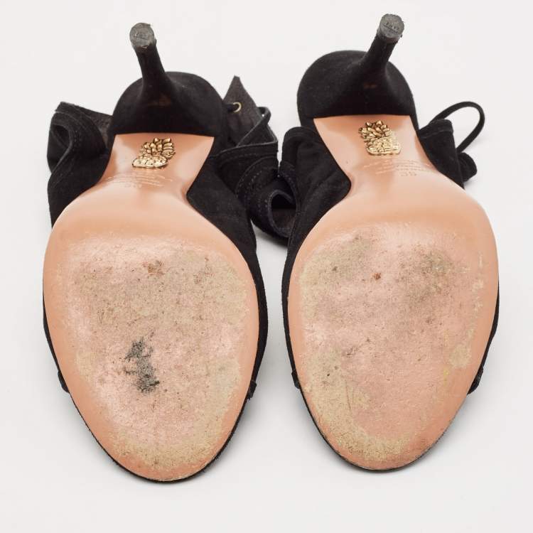 Pre Owned Aquazzura Black Suede Sexy Thing Sandals Size 36