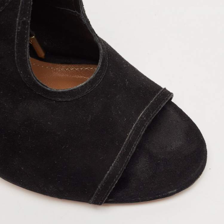 Pre Owned Aquazzura Black Suede Sexy Thing Sandals Size 36