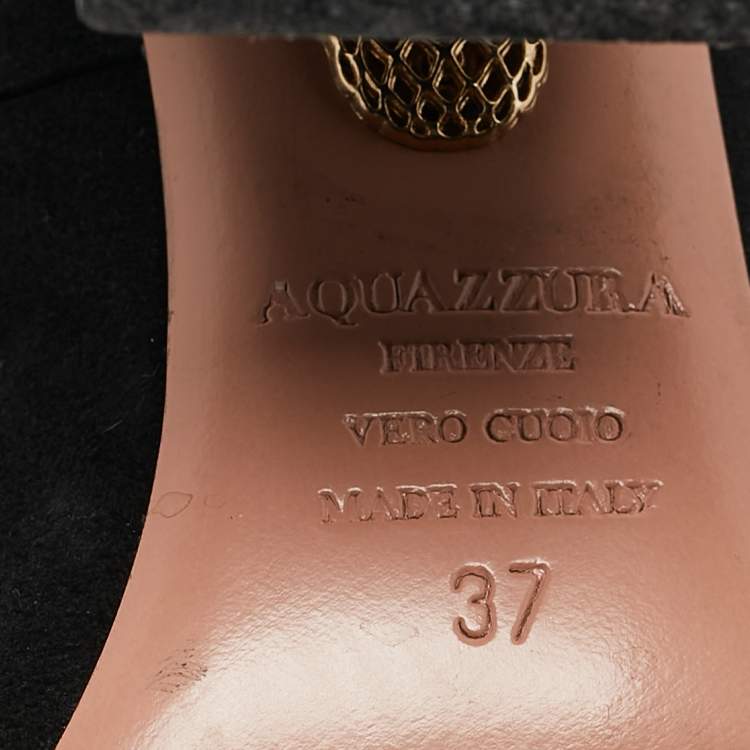 Pre Owned Aquazzura Black Suede Alix Ankle Strap Pumps Size 37