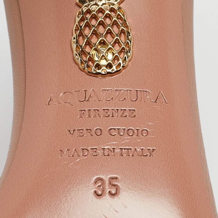 Pre Owned Aquazzura Beige Leather So Nude Slingback Sandals Size 35
