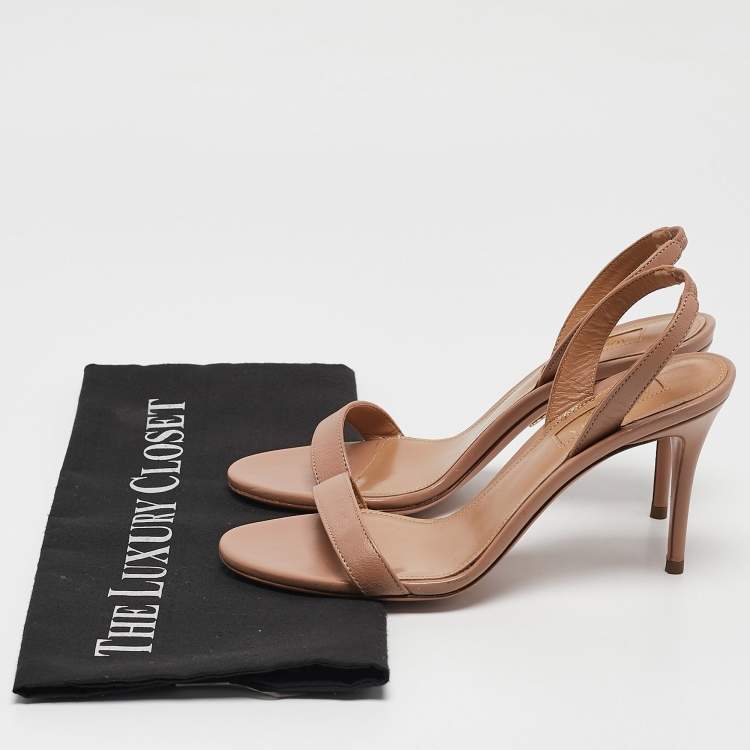 Pre Owned Aquazzura Beige Leather So Nude Slingback Sandals Size 35