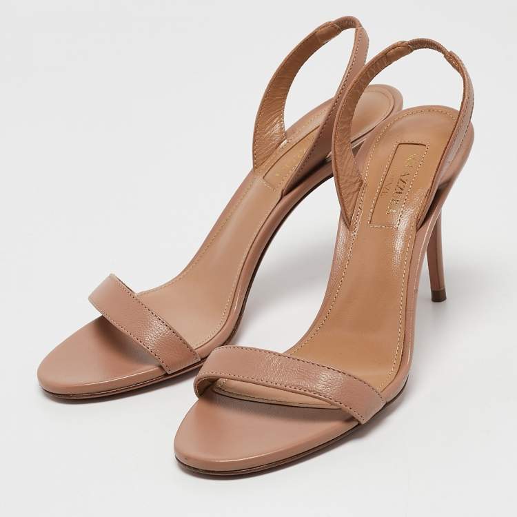 Pre Owned Aquazzura Beige Leather So Nude Slingback Sandals Size 35