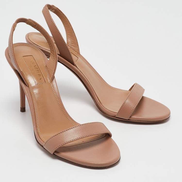 Pre Owned Aquazzura Beige Leather So Nude Slingback Sandals Size 35