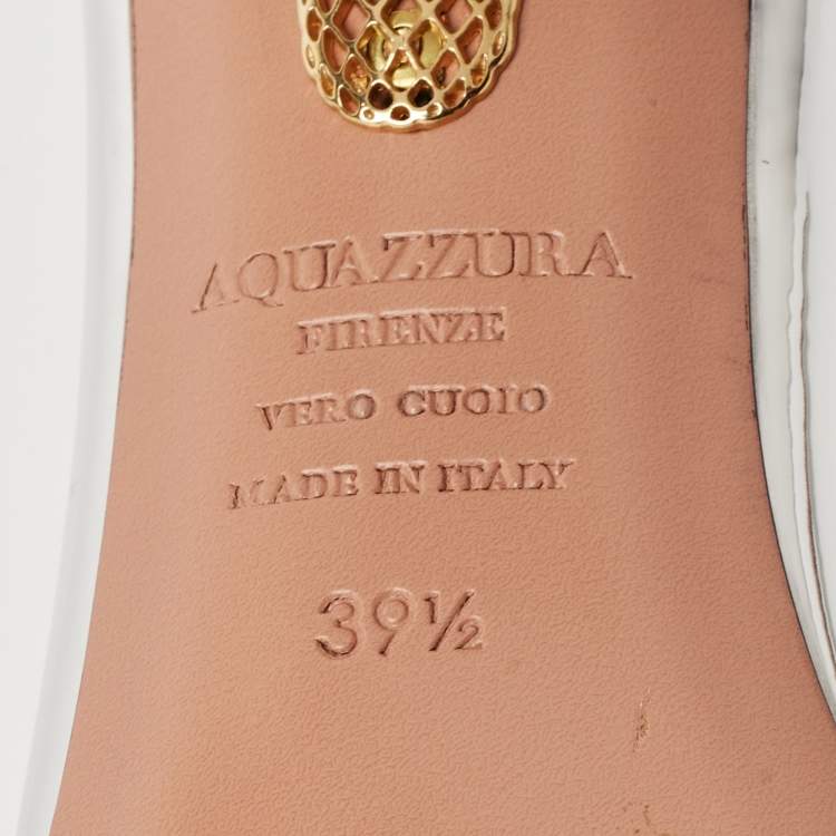 Pre Owned Aquazzura Silver Leather So Nude Slingback Sandals Size 39.5