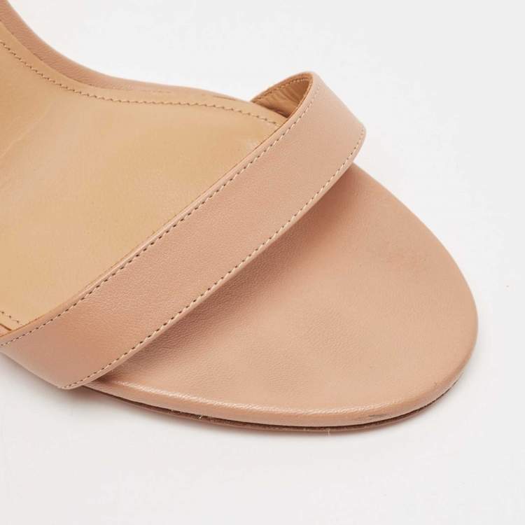 Pre Owned Aquazzura Beige Leather So Nude Slingback Sandals Size 38.5