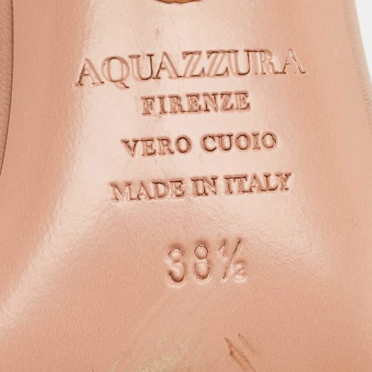 Pre Owned Aquazzura Beige Leather So Nude Slingback Sandals Size 38.5