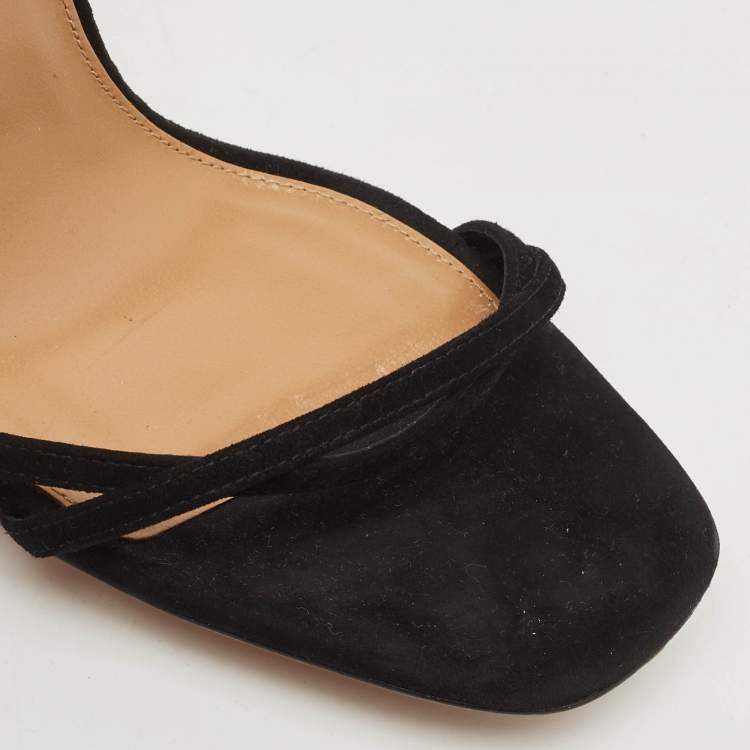 Pre Owned Aquazzura Black Suede Wild Nights 115 Ankle Strap Sandals Size 40