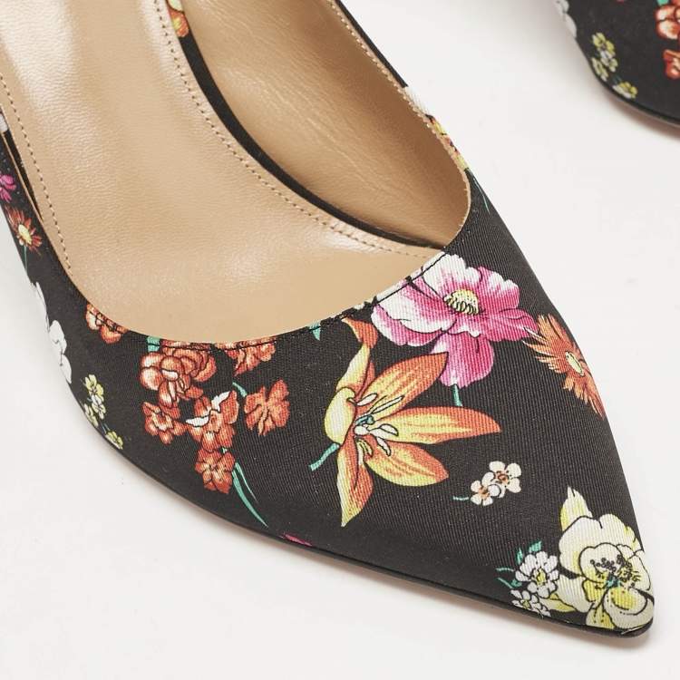 Pre Owned Aquazzura Multicolor Floral Print Fabric Bow Tie Pumps Size 39
