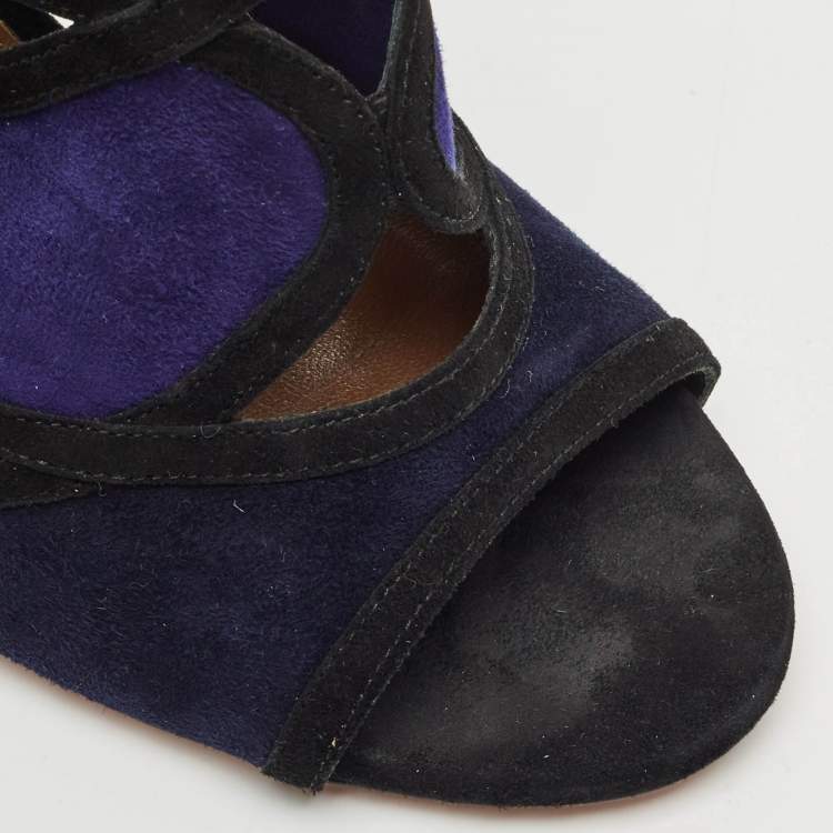 Pre Owned Aquazzura Multicolor Suede Vika Sandals Size 38.5