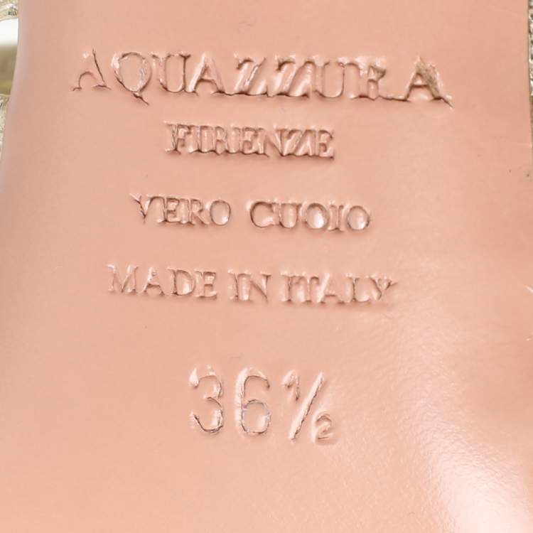 Pre Owned Aquazzura Gold Leather Nadja Strappy Ankle Wrap Sandals Size 36.5