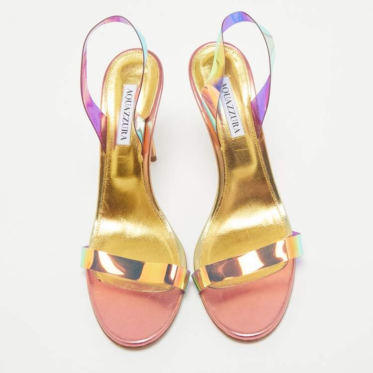 Pre Owned Aquazzura Multicolor PVC So Nude Slingback Sandals Size 41         