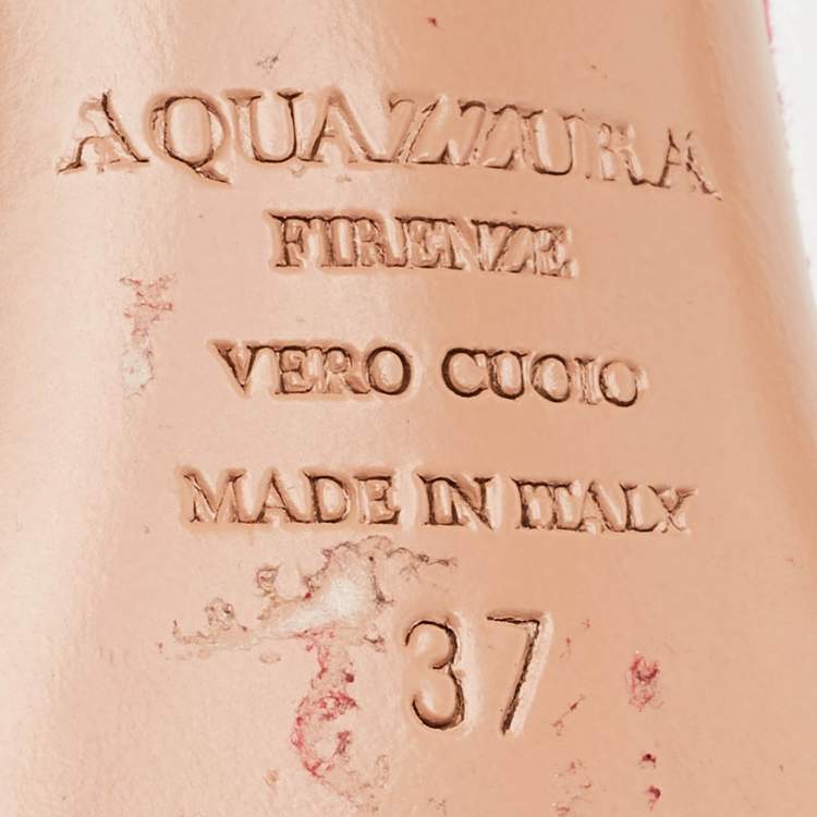 Pre Owned Aquazzura Pink Suede Disco Ankle Wrap Sandals Size 37