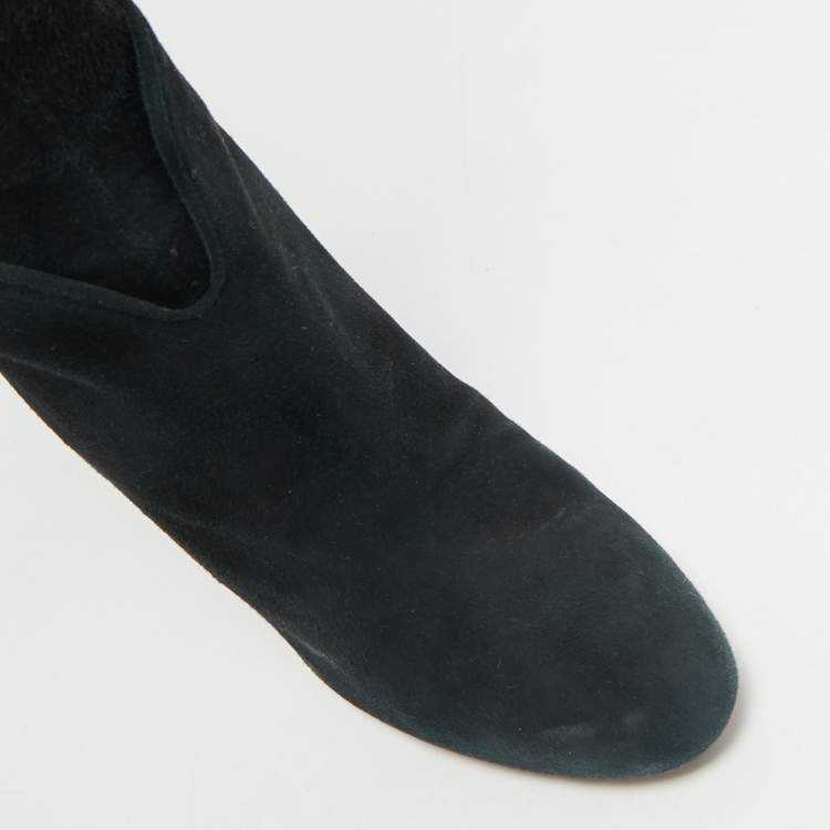Pre Owned Aquazzura Black Suede Gainsbourg Knee Length Boots Size 35