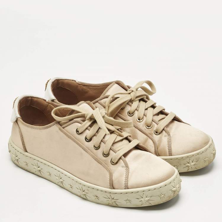 Pre Owned Aquazzura Blush Pink Satin L.A Low Top Sneakers Size 36