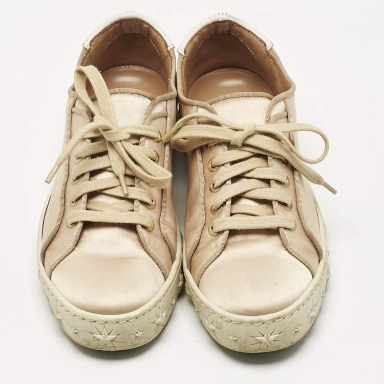Pre Owned Aquazzura Blush Pink Satin L.A Low Top Sneakers Size 36