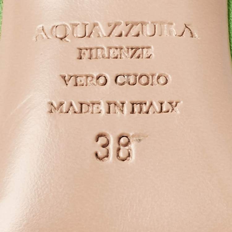 Pre Owned Aquazzura Green Satin Forever Marilyn Pumps Size 38