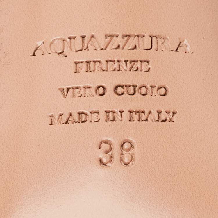 Pre Owned Aquazzura Gold Leather Crisscross Slide Sandals Size 38