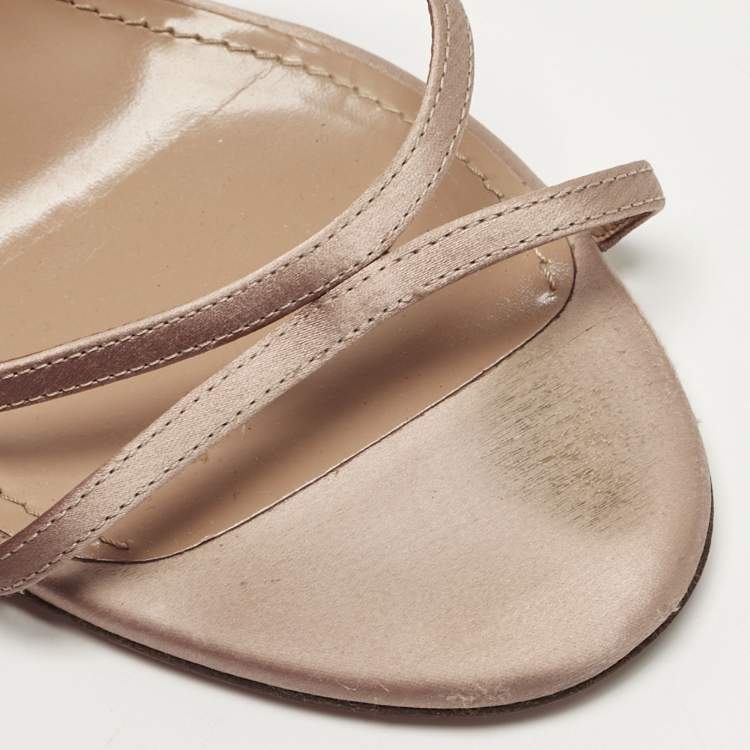 Pre Owned Aquazzura Beige Satin purist Ankle Strap Sandals Size 41