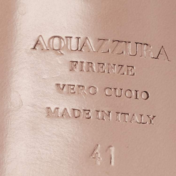 Pre Owned Aquazzura Beige Satin purist Ankle Strap Sandals Size 41