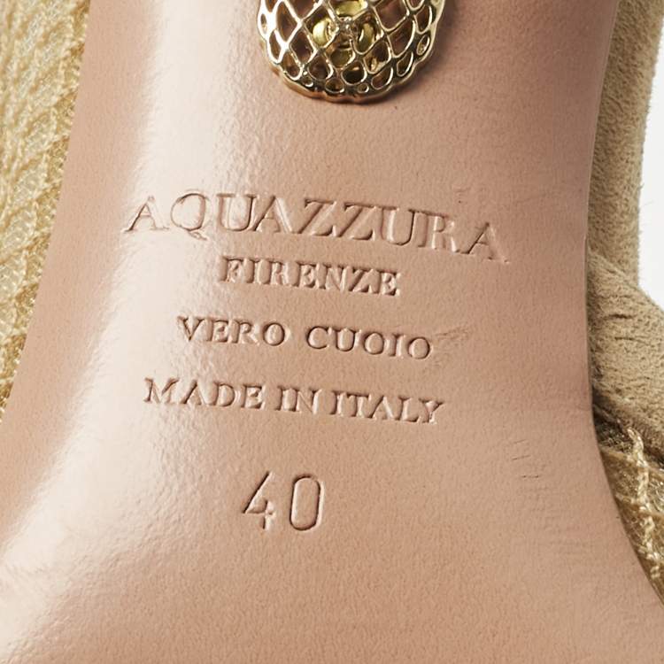 Pre Owned Aquazzura Beige Mesh and Net Kaz D'orsay Pumps Size 40