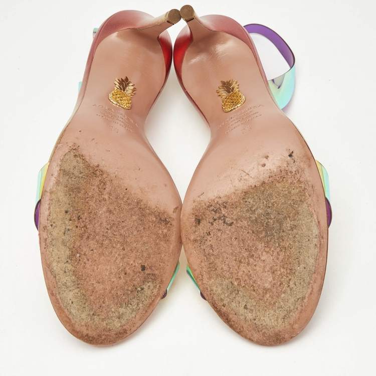 Pre Owned Aquazzura Multicolor/Iridescent  PVC So Nude Slide Sandals Size 36