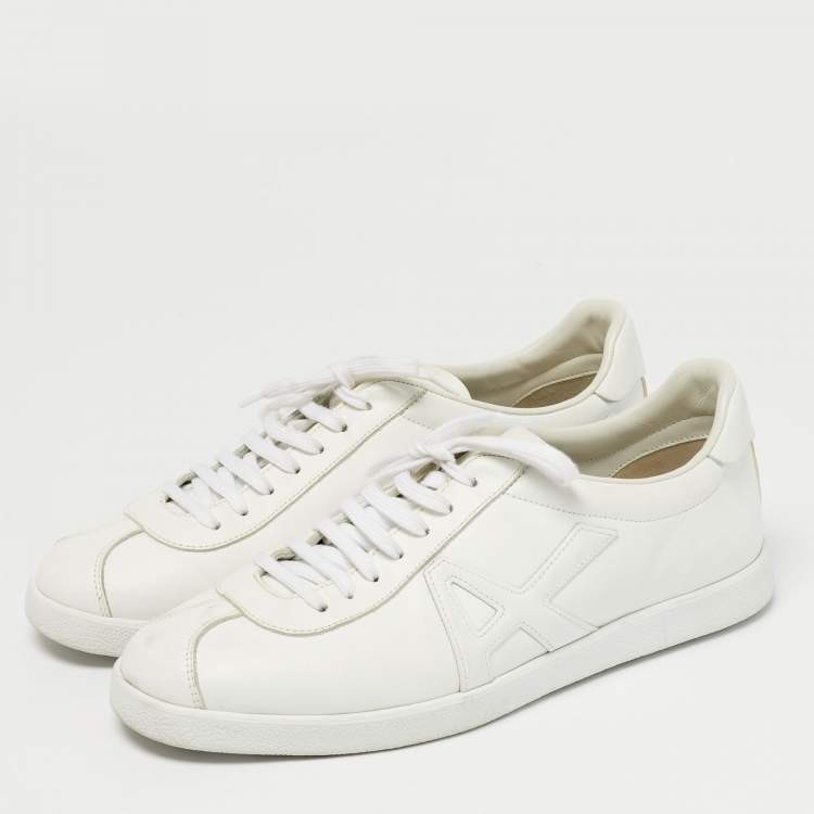 Pre Owned Aquazzura White Leather The A Lace Up Low Top Sneaker Size 40