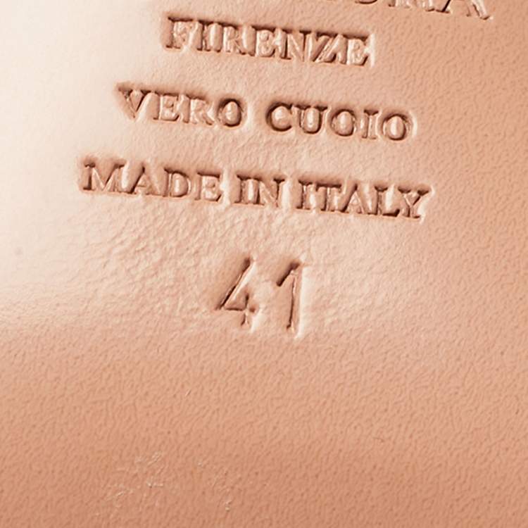 Pre Owned Aquazzura Beige/Black Leather and Canvas Twist Cap Toe Heel Mules Size 41