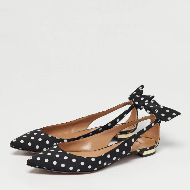 Pre Owned Aquazzura Black Fabric Deneuve Ballet Flats Size 35