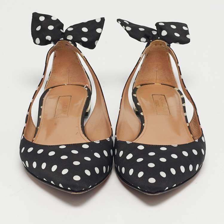 Pre Owned Aquazzura Black Fabric Deneuve Ballet Flats Size 35