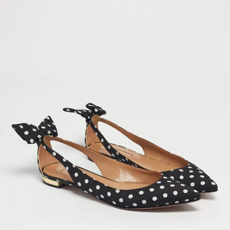 Pre Owned Aquazzura Black Fabric Deneuve Ballet Flats Size 35