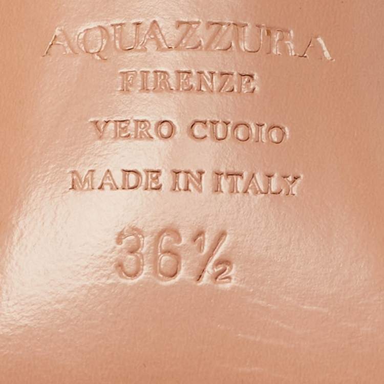 Pre Owned Aquazzura Beige Leather Whisper Ankle Wrap Sandals Size 36.5