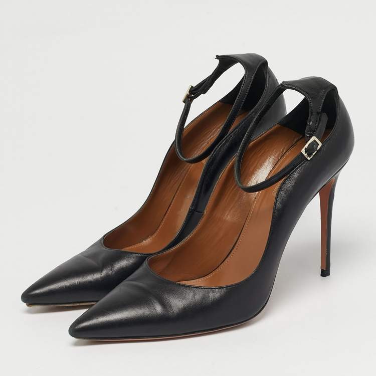 Pre Owned Aquazzura love Affair Size 42 Black Leather Pumps