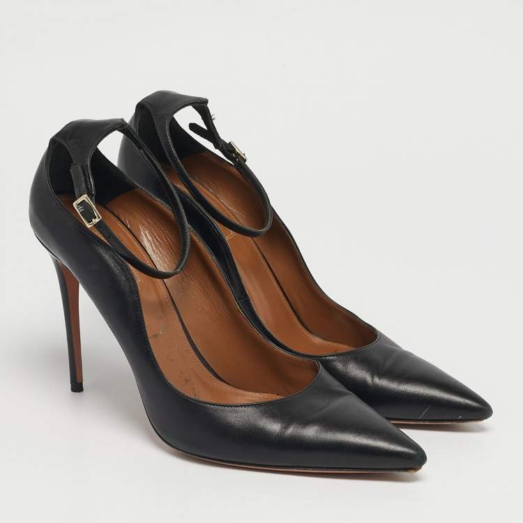 Pre Owned Aquazzura love Affair Size 42 Black Leather Pumps