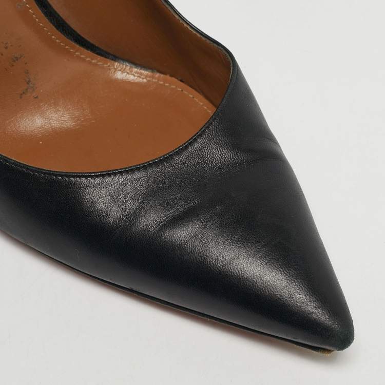 Pre Owned Aquazzura love Affair Size 42 Black Leather Pumps