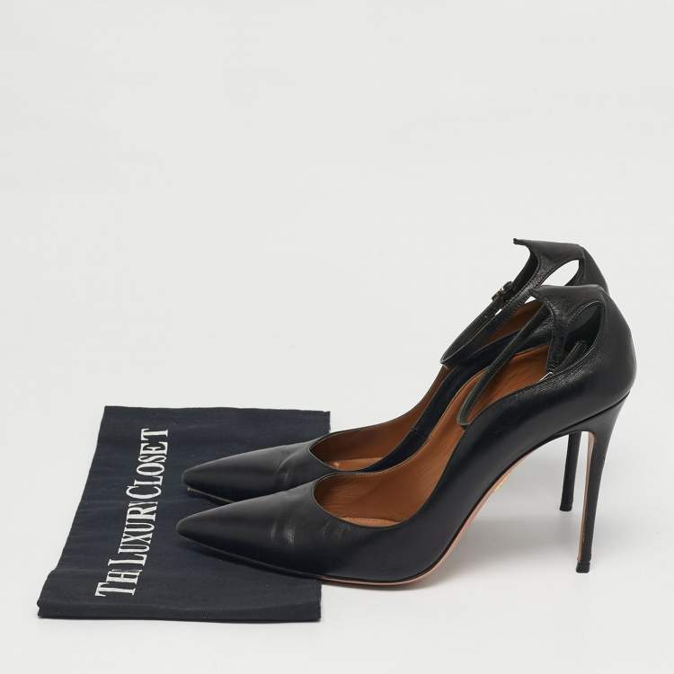 Pre Owned Aquazzura love Affair Size 42 Black Leather Pumps