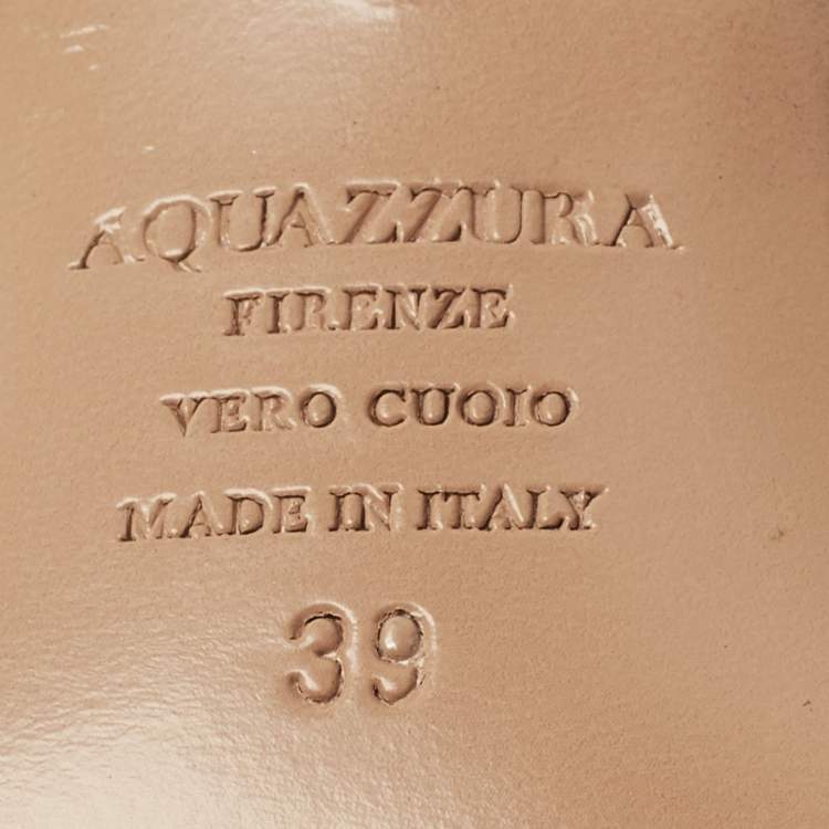 Pre Owned Aquazzura Rendez Vous Size 39 Black/Gold Leather Slide Sandals