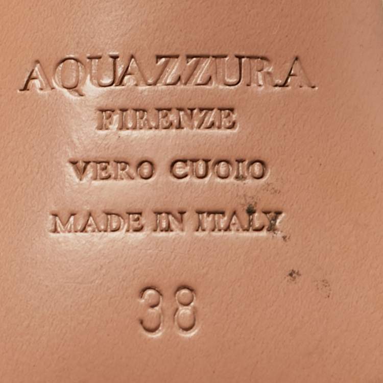 Pre Owned Aquazzura Candy Size 38 Gold Leather Crystal Embellished Slide Sandals