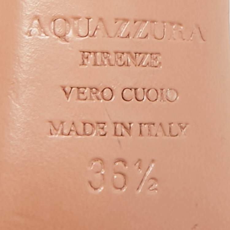 Pre Owned Aquazzura Wild Thing Size 36.5 Grey Leather Embellishment Ankle Strap Sandals