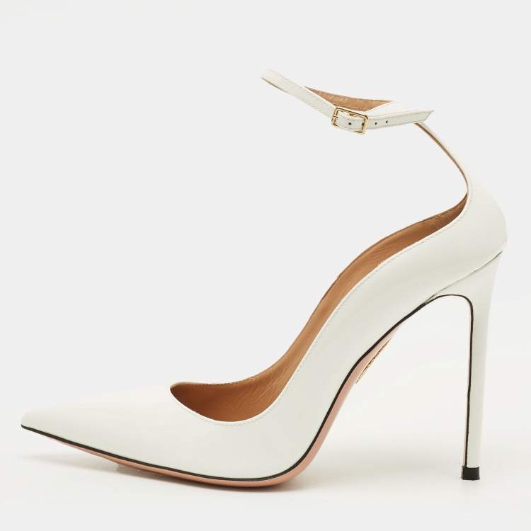 Pre Owned Aquazzura Love Affair Size 39 White Patent Leather Pumps