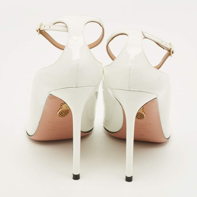 Pre Owned Aquazzura Love Affair Size 39 White Patent Leather Pumps