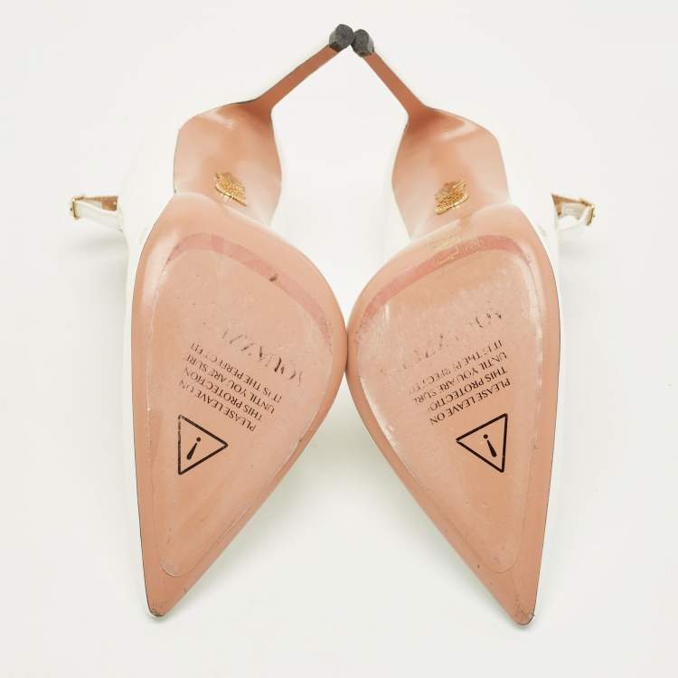 Pre Owned Aquazzura Love Affair Size 39 White Patent Leather Pumps