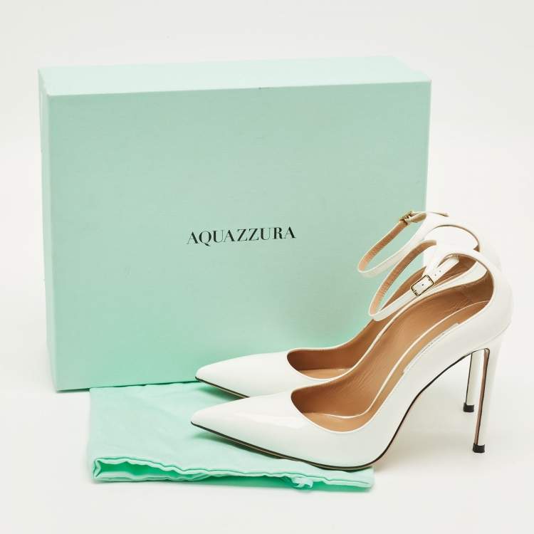 Pre Owned Aquazzura Love Affair Size 39 White Patent Leather Pumps
